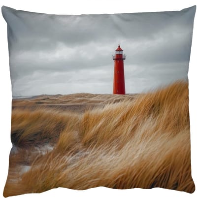 Sierkussens - Kussentjes Woonkamer - 50x50 cm - Duinen - Vuurtoren - Rood - Lucht