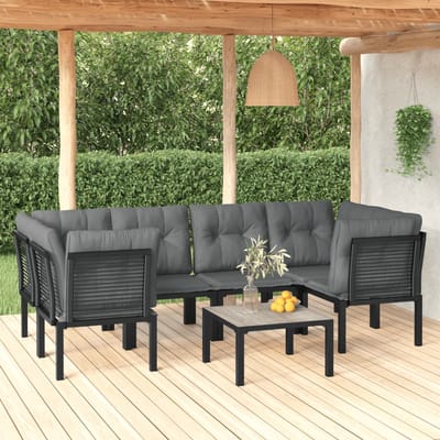 vidaXL - 7-delige - Loungeset - poly - rattan - zwart - en - grijs