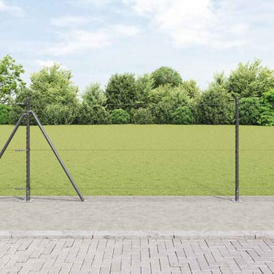 vidaXL - zeshoekig - gaashek - met - betonnen - voetstuk - 25 - x - 0,8 - m - Grijs - Mesh