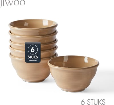 Set van 6 Kommen (Ø11,7cm / 380ml) Ontbijtkommen, Mueslikom, Soepkom, serviesset 6 persoons, Geschikt voor Restaurants, Horeca, Familiefeesten, Feest, Banketten en Picknicks, Magnetron-vaatwasserbestendig, Porselein