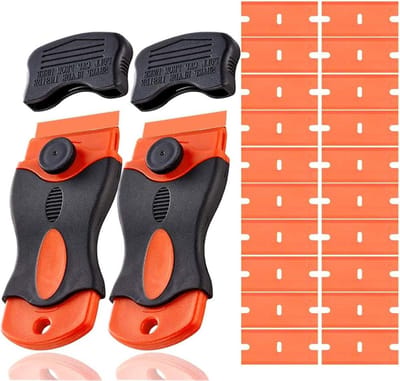 Premium scheermesjes set met dubbelzijdige kunststof mesjes - 2 stuks inclusief kookplaatschraper