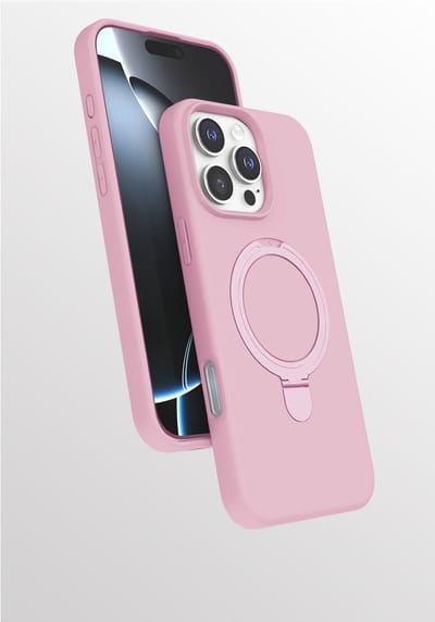 Hoesje Geschikt voor iPhone 16 Pro hoesje zacht siliconen Licht Roze - Liquid Backcover ring hoesje Geschikt voor Magsafe