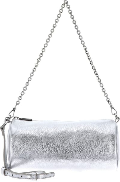 COCCINELLE Leren Schoudertas Avondtas Aura Mini Bag Silver Zilverkleurig