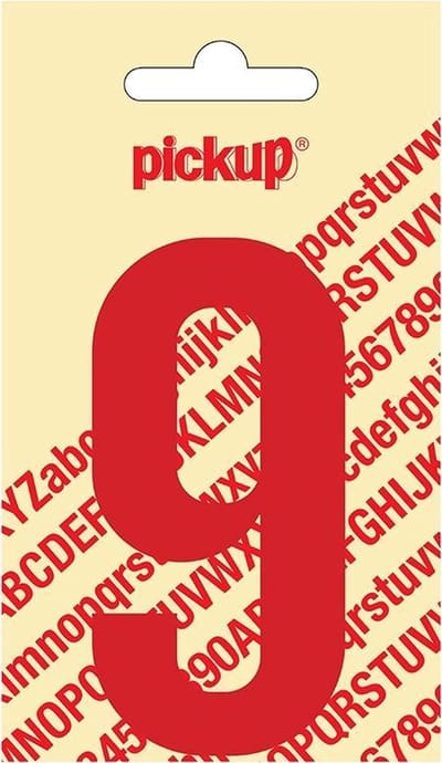Pickup plakcijfer Nobel 90 mm rood 9 - 310220909