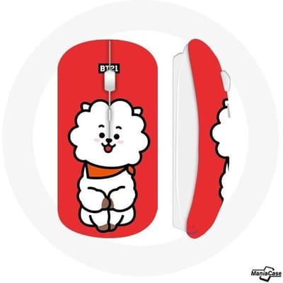 Jin's BTS Bangtan Boys BT21 RJ draadloze muis rode achtergrond