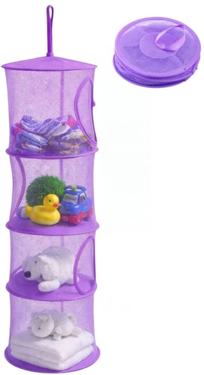 Goodz4All Hangende Speelgoed Organizer Perfecte Opbergers voor Kinderkamer - Opbergen - Opbergrek - 4 Compartimenten - Paars