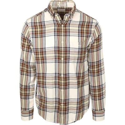 Gant Overhemd Flanel Ruit Ecru - Maat XXL - Heren - Overhemden Casual