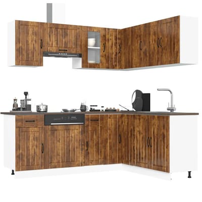 vidaXL - 11-delige - Keukenkastenset - Kalmar - bewerkt - hout - gerookt - eiken