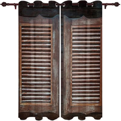 Houten deur Retro stijl raamgordijn Slaapkamer Woonkamer raamgordijnen Keukendecoratie Jaloezieën Gordijn 135W x 135H(cm) x1