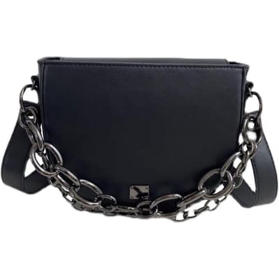 Niche high-end semi-ronde zadeltas voor dames Koreaanse stijl coole crossbodytas veelzijdige ketting schoudertas black