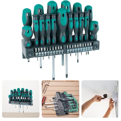 Schroevendraaier/Bitset - 37-delig - Chroom Vanadium Staal - Wandrek - Magnetisch - Schroevendraaiers - Bitjes - Anti-Slip - Precisie Schroevendraaier - Gereedschapset - Handgereedschap