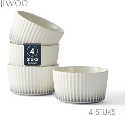 Set van 4 Kommen (Ø11cm / 400ml) Ontbijtkommen, Soepkom, Mueslikom, serviesset 4 persoons, Geschikt voor restaurants, feestlocatie, familiefeesten, banketten en picknicks, Magnetron-vaatwasserbestendig, Porselein