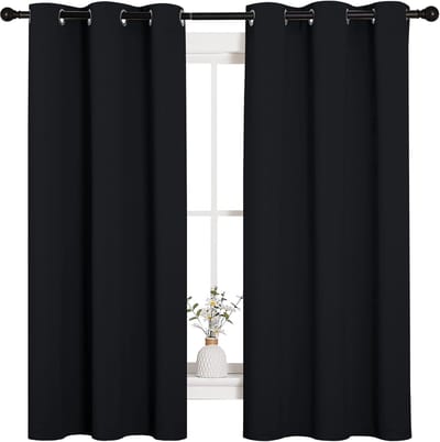 Gordijnen - Gordijn - Verduisterend gordijnen - Met Ringen - Verduisterend - 42 x 63in - Zwart - Set van 2