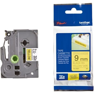 Brother TZe-S621 Labeltape extra sterk klevend PET Tapekleur: Geel Tekstkleur: Zwart 9 mm 8 m