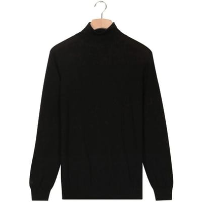 Thomas Maine Trui Merino Wool Rollneck Pullover Single Knit Zwart / male