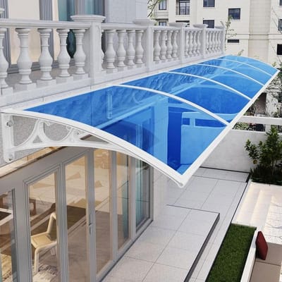 Weerbestendige Luifel - Zon- en Regenwering - Entree Beschermen - Duurzaam Polycarbonaat - 50 x 160 cm - Blauw met Wit
