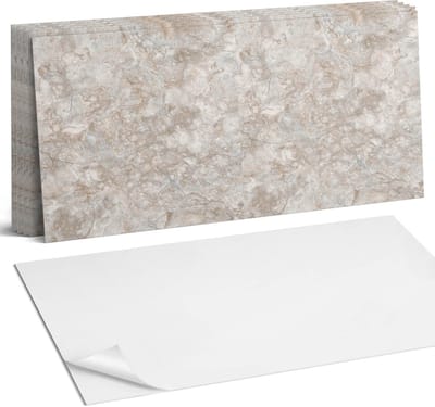 Coloray Plaktegels - Natuursteenpatroon Wandtegel Zelfklevend - 60 cm x 30 cm - Beige Plaktegels - 6 stuks - Rechthoek PVC Tegels - Plaktegels Keuken - Zelfklevende Vloertegels Badkamer - Vinyl Tegels - Zelfklevende Wandtegels