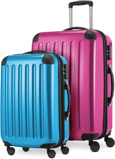 Kofferset 2-delig - Reisbagage Set - Ontspannen Vakantie - TSA Cijferslot - 55cm en 65cm - Magenta Cyan Blauw