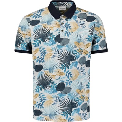 No Excess Polo Pique Allover Printed Blue Maat: M | Poloshirts Outlet | Heren | Blauw