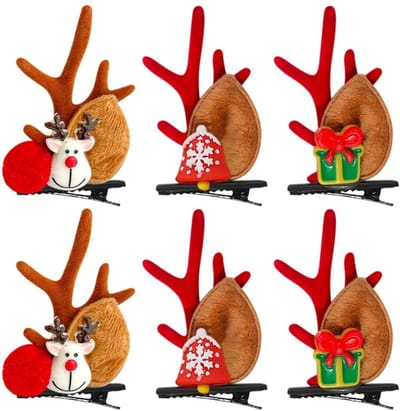 Dailygoods- Haarspelden Kerst - 3 Paar Stijlen - Houten Haaraccessoires - Traditionele Kleuren - Hoogwaardig Materiaal - Schattige Kerstlook