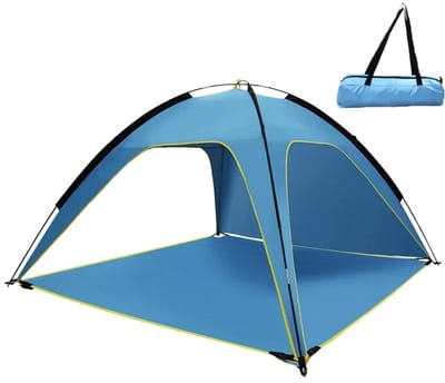 Stemily Strandtent - Pop Up Systeem - 3 tot 4 Personen - Incl Zandzakken, Touwen, Haringen & Draagtas - 210 × 210 × 130cm