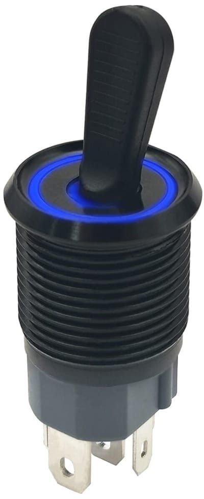 ProRide Metalen Tuimelschakelaar 12-24V OFF-ON - Inbouw - 16mm - LED indicatie Blauw