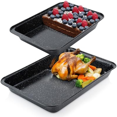 Braadslede Graniet 37,5x25,5 / 47,5x32 cm 2 stuks - Ovenschaal - Braadpan