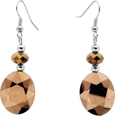 Behave - Oorhangers ovaal koperkleurig facet - feestelijke avondlook