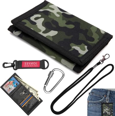 Camouflage Portemonnee met Gesp, Smalle Canvas Portemonnee voor Tieners, Groene Kleur, Ideaal voor Dagelijks Gebruik, 12×1×8cm, Trendy Design