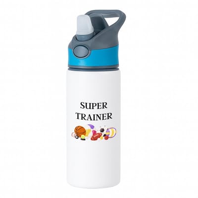 Hacebo® - Super trainer waterfles met rietje blauw - Sport - coach - balsport - Trainer - geschenk - verjaardag - love gift - water fles - 650ML