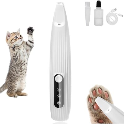 longziming -Hondenpoot Trimmer met LED-Display & LED-Lamp – Stille en Veilige Potentrimmer – USB-Oplaadbaar – Geschikt voor Honden en Katten – Voor Poten, Ogen, Oren en Gezicht – Wit