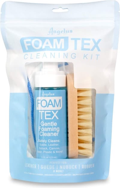 Angelus Foam Tex Cleaning kit voor Leer, suede en nubuck, rubber, canvas - SNEAKER REINIGER - FOAM-TEX 168ML + MICROFIBER DOEKJE + BROSTEL