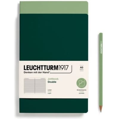 Leuchtturm1917 jottbook set van 2, flexcover, medium a5, gelinieerd, salie / bos groen