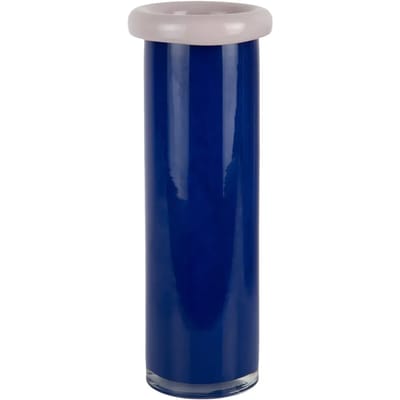 Present Time Vaas Plegado Xxl - Blauw - 12x12x33cm - Glas - Modern - Bloemenvaas - Woondecoratie - Decoratieve vaas voor woonkamer of slaapkamer