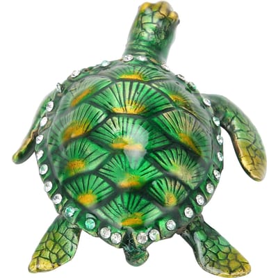 Schildpad Bedeltje Beeldje Zinklegering Kleine Sieraden Opbergdoos Container Verzameling Huis Ornament green