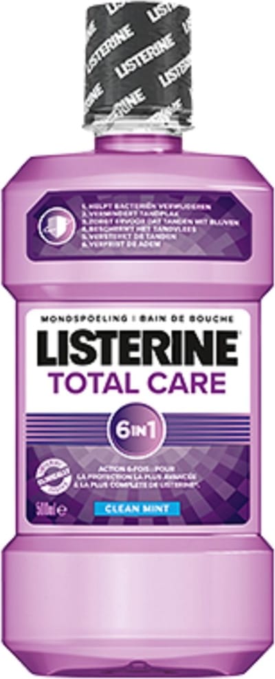 Listerine - Mondwater - Mondspoeling - Total Care 6 in 1 - Complete 6-Voudige Werking - Clean Mint Smaak - 2 x 500 ml