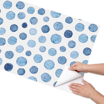 Coloray Meubel Wrap Folie - Blauw Meubelfolie - 65x130 cm - Plakfolie Meubels Blauwe stippen - Decoratiefolie Zelfklevend - Waterverf Meubelfolie - Meubelfolie Zelfklevend - Badkamer decoratie - Achtergronden en patronen