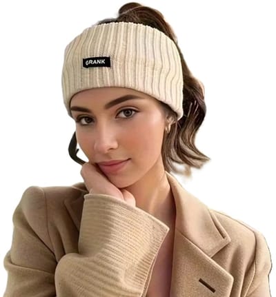 Oorwarmer / Hoofdband – Gebreide Dames Haarband – Zachte Beige Winter Headband – Warme & Elegante Ear Warmer – Katoen – Modieus & Comfortabel