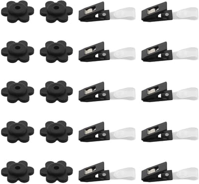 Dailygoods- Tuinvlaggen Accessoireset - 10 Rubberen Stoppers - 10 Verstelbare Vlaggenclips - Antiwind Bevestiging - Duurzaam - Zwart - Vlaggenaccessoires