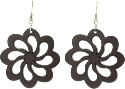 Behave - Oorhanger - Donker Bruine bloemen oorhangers - diameter 5 cm