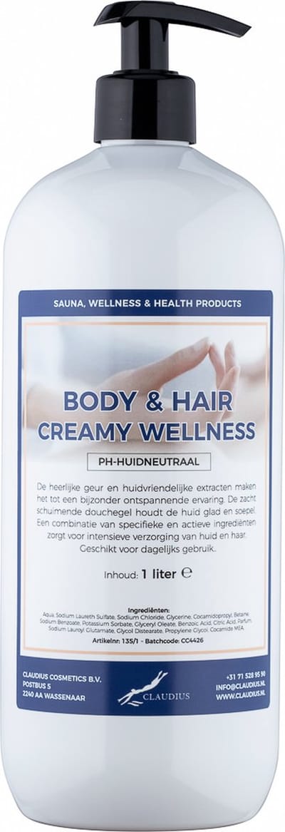 Body & Hair Creamy Wellness 1 Liter - met gratis pomp - 2 in 1 voor lichaam en haar.