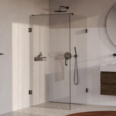 Brauer Void - Douchecabine met Draaideur - Helder Glas - 100x100x200 cm - incl. Glascoating - PVD Gunmetal Geborsteld
