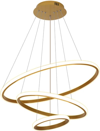 Haobosic LED-hanglamp – Ronde gouden driedelige set (20–60 cm) – 36W, instelbare kleurtemperatuur, afstandsbediening niet inbegrepen