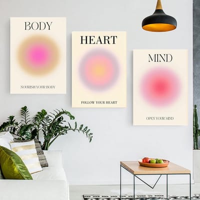 Aura Poster Set - Spirituele Prints - Wanddecoratie Kamer - Set van 3 - 3x 40x60cm - Gegradieerd