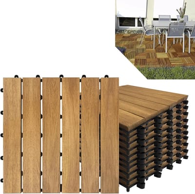 Houten Terrastegels - Balkon vloer - Terras aanleggen - Kliksysteem - 30x30 cm - Houtkleur