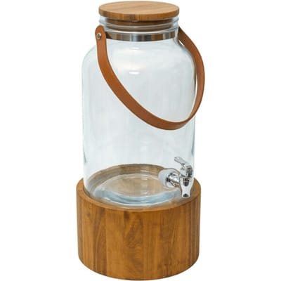 Casa di Elturo Drankdispenser lucento 6l met kraan – glazen waterdispenser met houten standaard