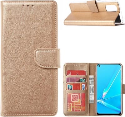 LuxeBass Hoesje geschikt voor Oppo A12 / A12S - Bookcase Goud - portemonee hoesje - telefoonhoes - gsm hoes - telefoonhoesjes