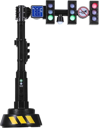 Gesimuleerd Verkeerslicht - Verkeerslicht Speelgoed - Verkeerseducatie Kinderen - Automatische Lichtwisseling - 17x11.5x5.5cm - Zwart