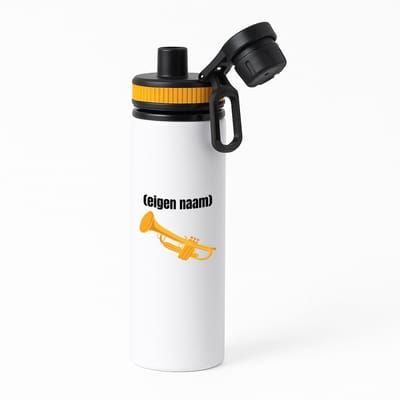 Hacebo® - trompet met eigen naam waterfles met draaidop oranje - Trompet - muziek liefhebbers - iemand die houdt van trompetten - verjaardag - cadeau - kado - geschenk - water fles - 850ML