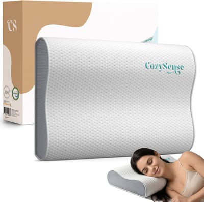 CozySense® Hoofdkussen - Orthopedisch Pillow - Ergonomisch Kussen - Traagschuim Slaapkussen - Incl. Kussensloop & Draagtas - Zachte Hardheid - voor Zij, Buik en Rug Slapers